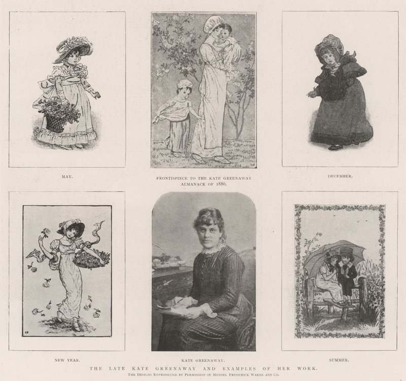 Nieżyjąca już Kate Greenaway i przykłady jej prac autorstwa Kate Greenaway