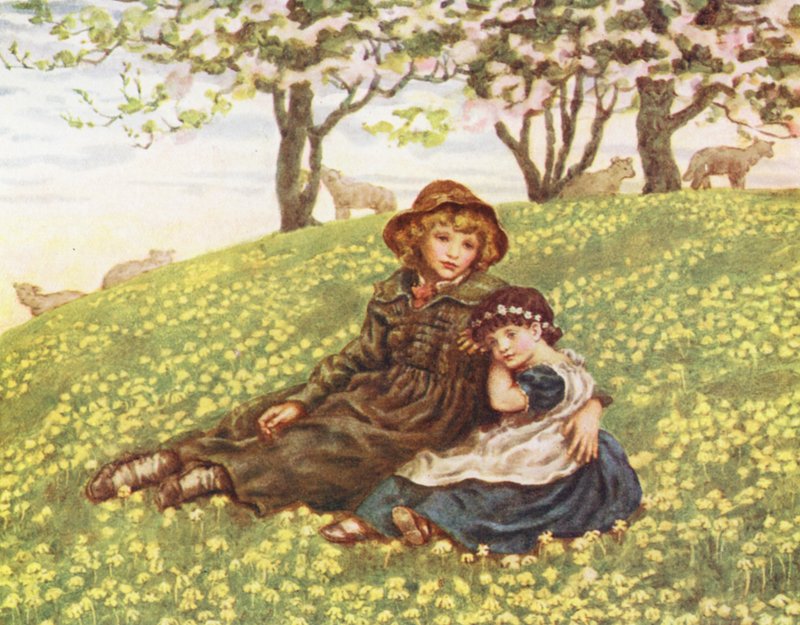 Brat i siostra (kolorowa litografia) autorstwa Kate (after) Greenaway