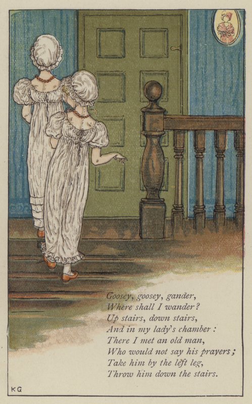 Goosey, Goosey, Gander (kolor lito) autorstwa Kate (after) Greenaway