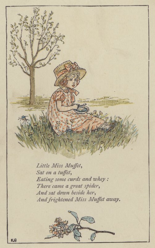 Mała Miss Muffet (kolor lito) autorstwa Kate (after) Greenaway