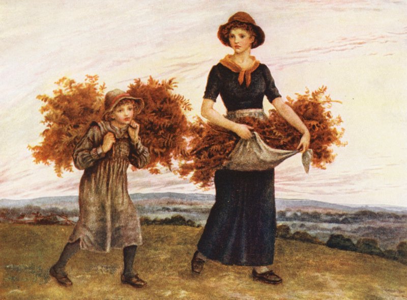 The Bracken Gatherers (kolorowa litografia) autorstwa Kate (after) Greenaway