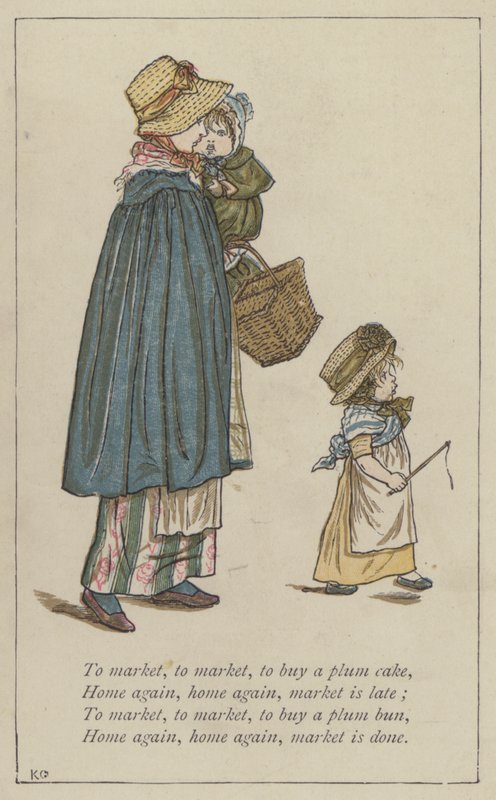 Na targ, na targ, na ciasto ze śliwkami autorstwa Kate Greenaway