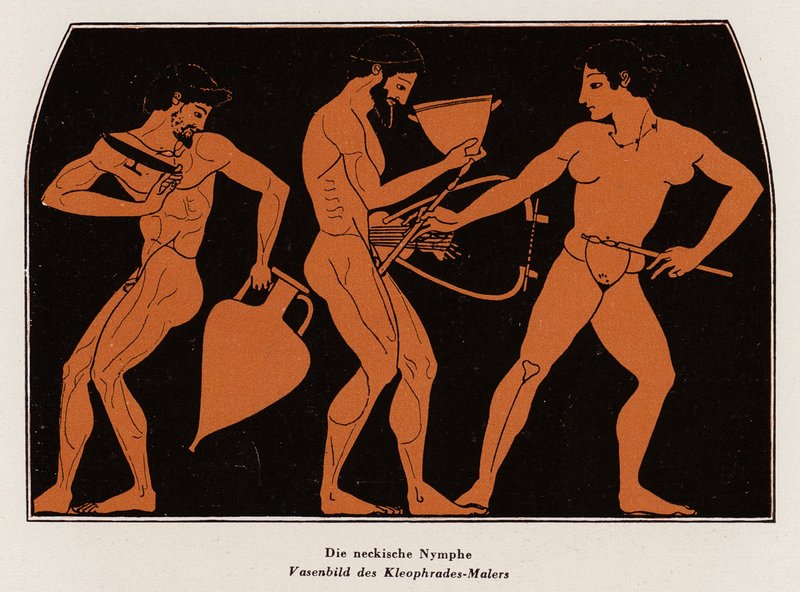 Dokuczająca nimfa (kolor lito) autorstwa Kleophrades Painter (fl.500 475 BC)