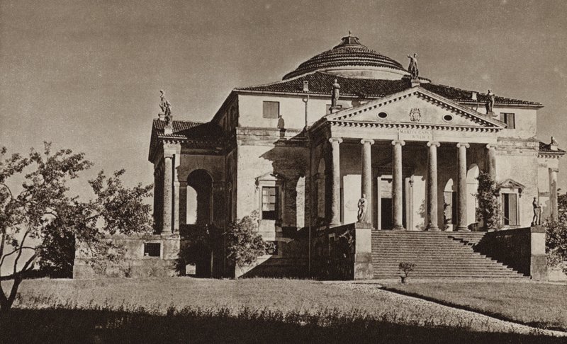 Włochy: Vicenza, Villa Rotonda (zdjęcie czarno-białe) autorstwa Kurt Hielscher