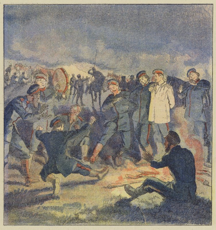 Rosyjska kawaleria na biwaku autorstwa L. Malespine