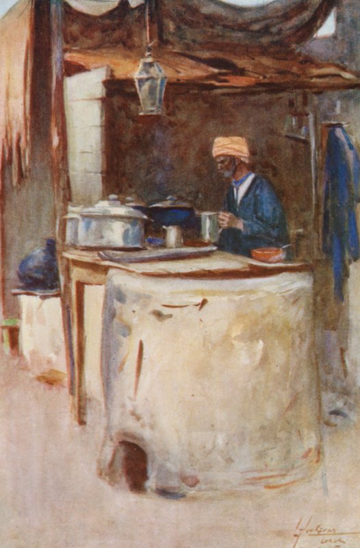 Ludzie Egiptu: A Public Cook, Tabak Omumi (kolorowa litografia) autorstwa Lance Thackeray