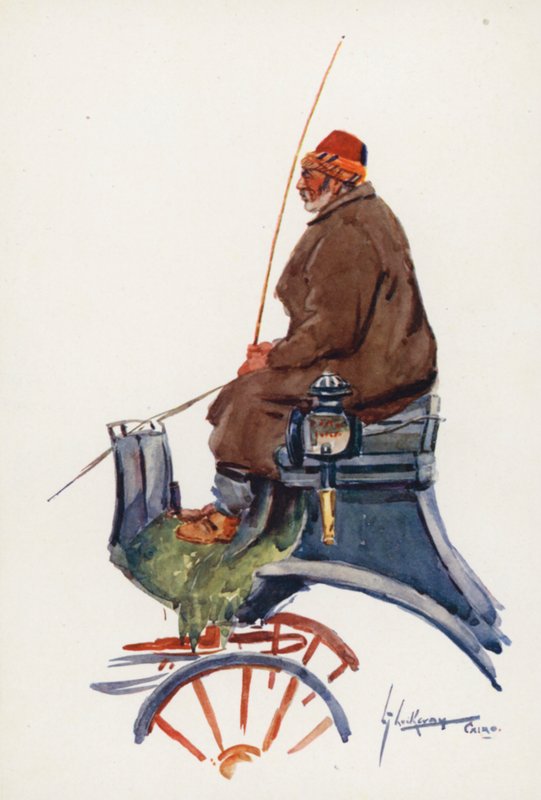 Mieszkańcy Egiptu: Cabman, Arbaghi (kolorowa litografia) autorstwa Lance Thackeray