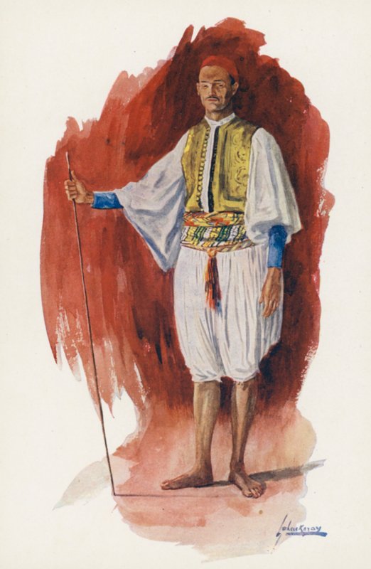Ludzie Egiptu: Running Sais (kolorowa litografia) autorstwa Lance Thackeray