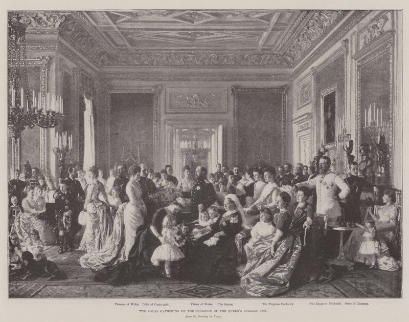 Królewskie zgromadzenie z okazji Jubileuszu Królowej, 1887 autorstwa Laurits Regner Tuxen