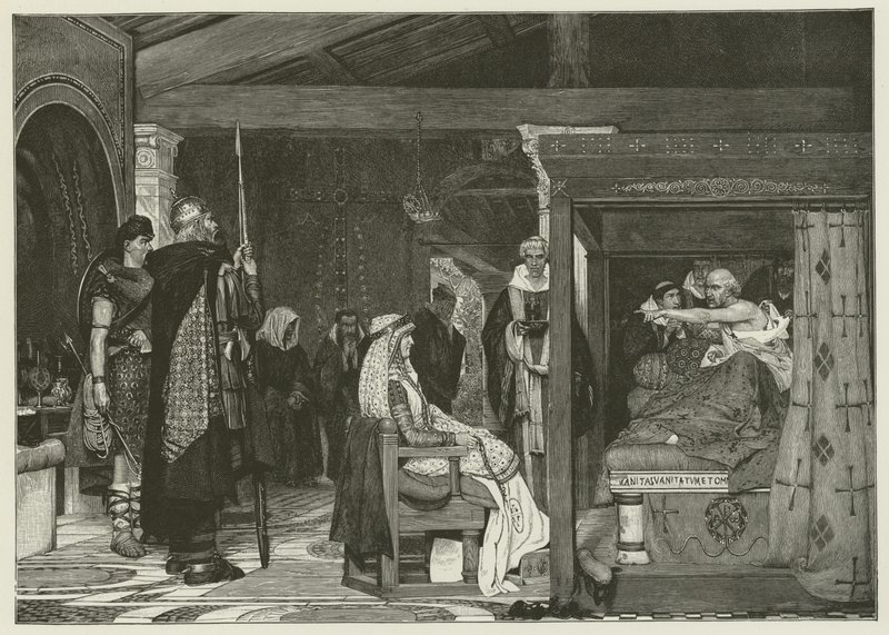 Fredegonde przy łożu śmierci Praetextatusa autorstwa Lawrence Alma Tadema