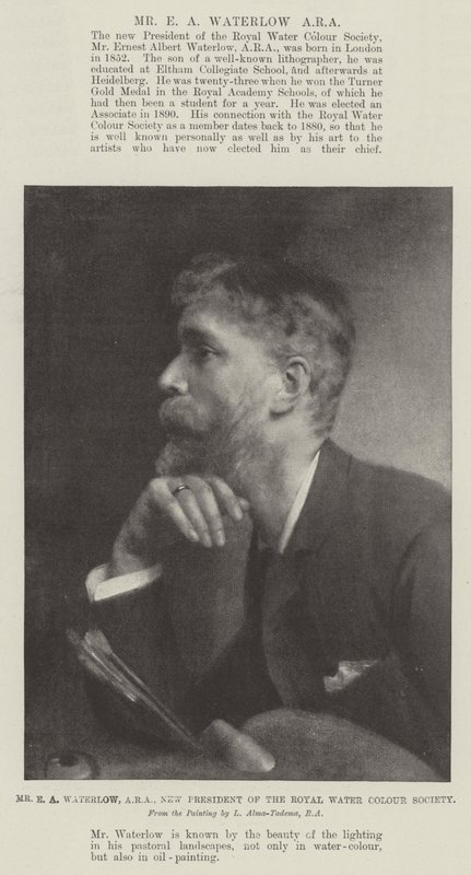 Pan E A Waterlow, ARA, nowy prezes Royal Water Color Society autorstwa Lawrence Alma Tadema