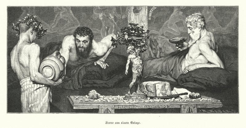 Wino greckie (grawerowanie) autorstwa Lawrence (after) Alma Tadema