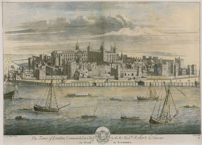 Tower of London dowodzona przez szanownego Roberta Lucasa autorstwa Leonard Knyff