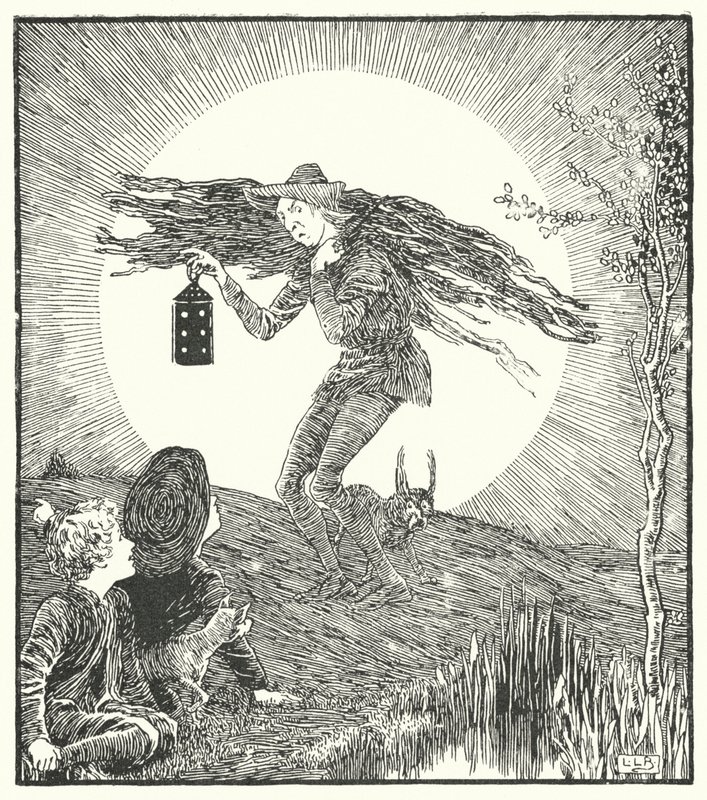 Człowiek na księżycu spadł (grawerunek) autorstwa Leonard Leslie Brooke