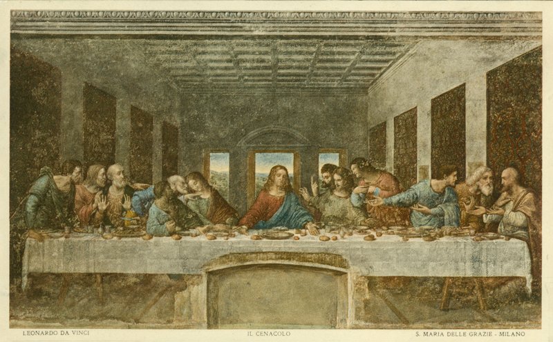 Ostatnia Wieczerza (kolorowa litografia) autorstwa Leonardo da (after) Vinci