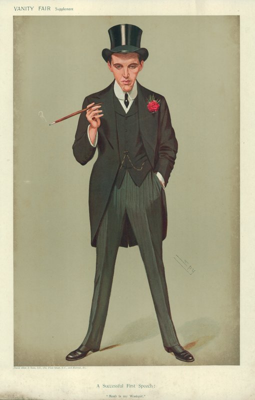 Mr F E Smith, Udana pierwsza przemowa, Moab jest moim miodem, 16 stycznia 1907, komiks Vanity Fair autorstwa Leslie Matthew Ward