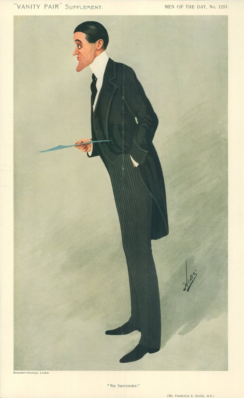 Pan Frederick E Smith, bez kapitulacji, 16 stycznia 1907, komiks Vanity Fair autorstwa Leslie Matthew Ward