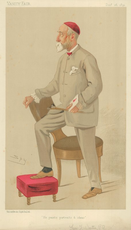 Pan George Frederick Watts, Maluje portrety i pomysły, 26 grudnia 1891, komiks Vanity Fair autorstwa Leslie Matthew Ward