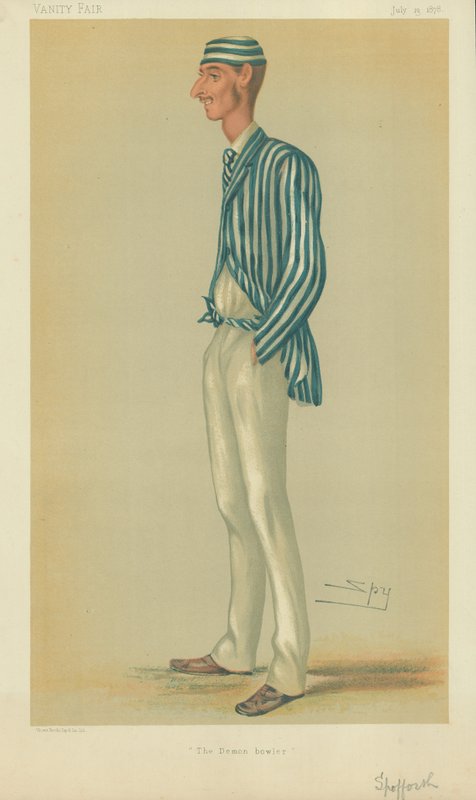 Pan Markham Spofforth, demoniczny melonik, 13 lipca 1878 r., komiks Vanity Fair autorstwa Leslie Matthew Ward