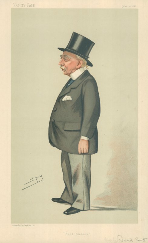 Pan Montagu David Scott, East Sussex, 10 czerwca 1882, komiks Vanity Fair autorstwa Leslie Matthew Ward