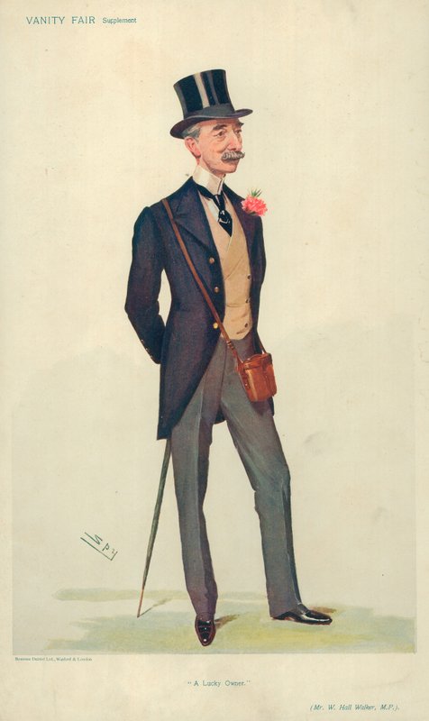 Pan W Hall Walker MP, szczęśliwy właściciel, 21 czerwca 1906, komiks Vanity Fair autorstwa Leslie Matthew Ward