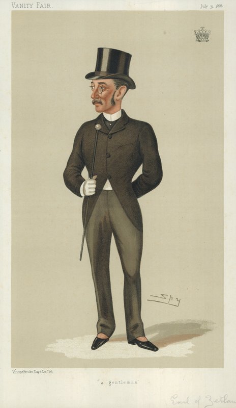 Hrabia Zetlandu, dżentelmen, 31 lipca 1886, komiks Vanity Fair autorstwa Leslie Matthew Ward