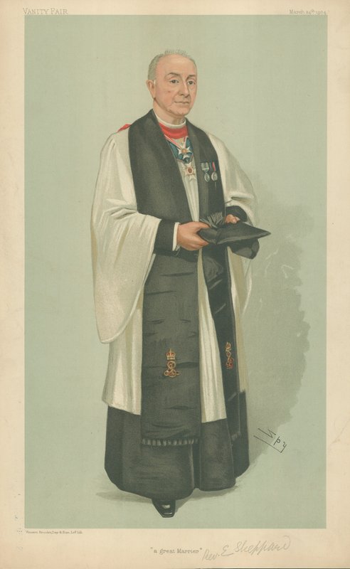 Wielebny Edgar Sheppard, wielki małżonek, 24 marca 1904, komiks Vanity Fair autorstwa Leslie Matthew Ward