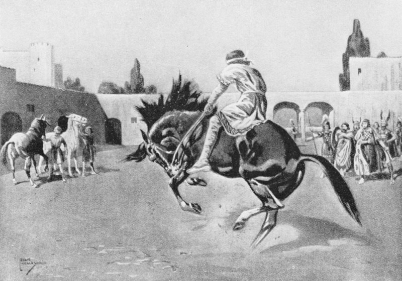 Basil I breaking a Wild Horse (litografia) autorstwa Leslie Mosley
