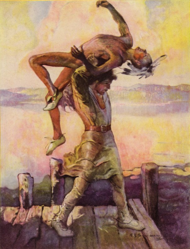 Ilustracja z filmu The Deerslayer — James Fenimore Cooper autorstwa Louis John Rhead