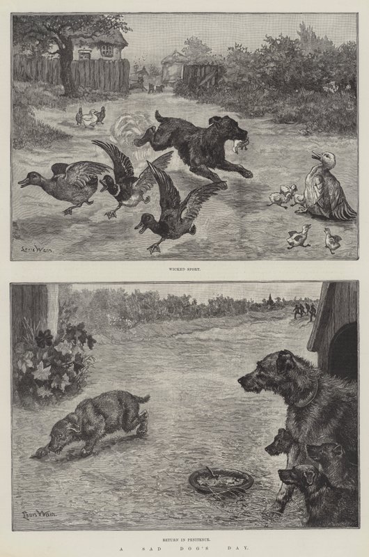 Smutny dzień psa autorstwa Louis Wain