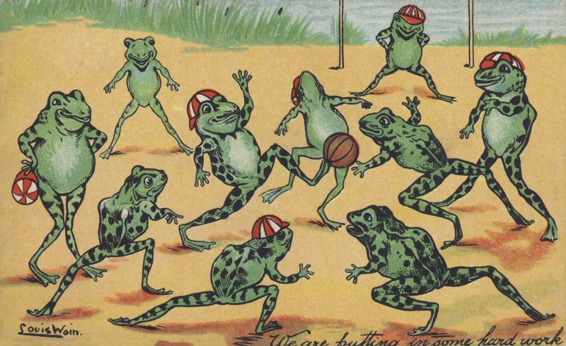 چونګښې د فوټبال پولي لوبه کوي autorstwa Louis Wain