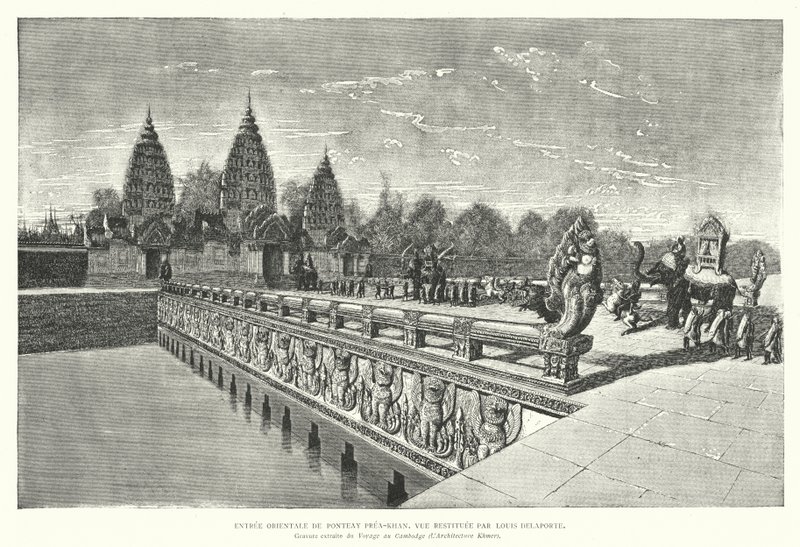 Wschodnie wejście do świątyni Khmerów Preah Khan, Angkor, Kambodża (rycina) autorstwa Louis (after) Delaporte