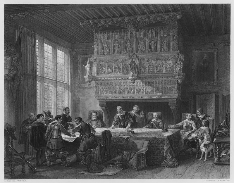 Rada Wojenna w Courtray, ze zdjęcia w Galerii Vernon (rycina) autorstwa Louis (after) Haghe
