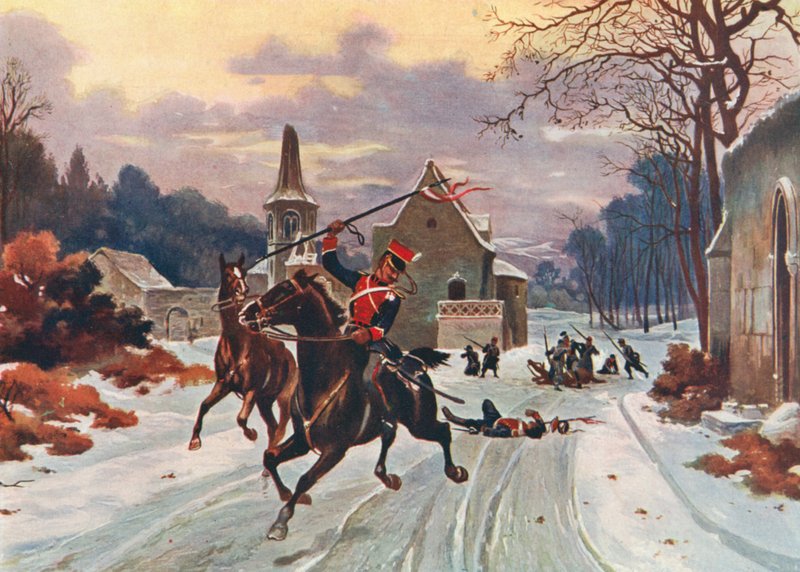 Ambuscade w wojnie francusko-pruskiej (kolorowa litografia) autorstwa Louis Baader