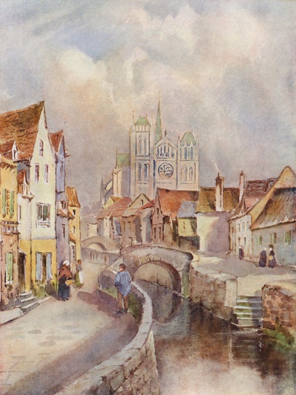 Widok na Amiens z katedrą w oddali autorstwa Louis Burleigh Bruhl