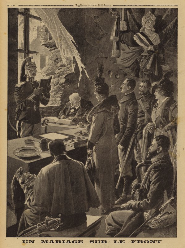 Małżeństwo na froncie, Hauteville, Arras, Francja, I wojna światowa autorstwa Louis Charles (after) Bombled