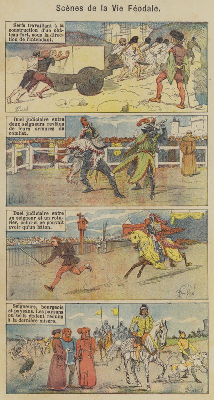 Scenes de la Vie Feodale (kolor lito) autorstwa Louis Charles (after) Bombled