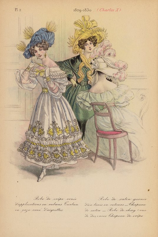 Moda francuska: 1829-1830, Karol X (kolorowa litografia) autorstwa Louis Colas