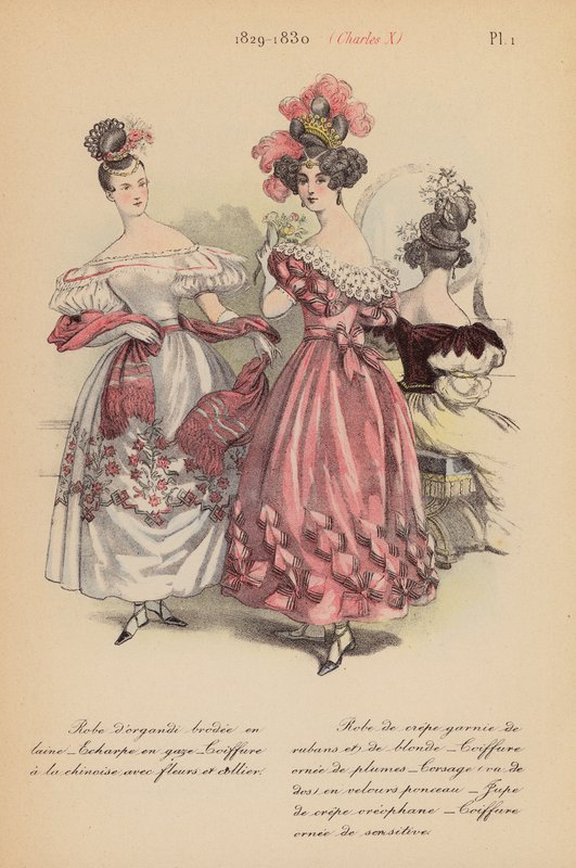 Moda francuska: 1829-1830, Karol X (kolorowa litografia) autorstwa Louis Colas