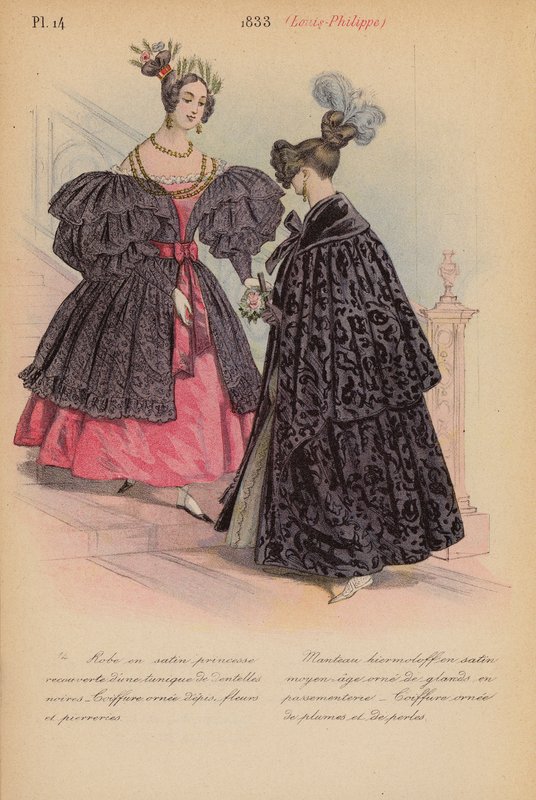 Moda francuska: 1833, Louis-Philippe (kolorowa litografia) autorstwa Louis Colas