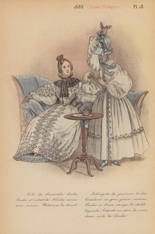 Moda francuska: 1833, Louis-Philippe (kolorowa litografia) autorstwa Louis Colas