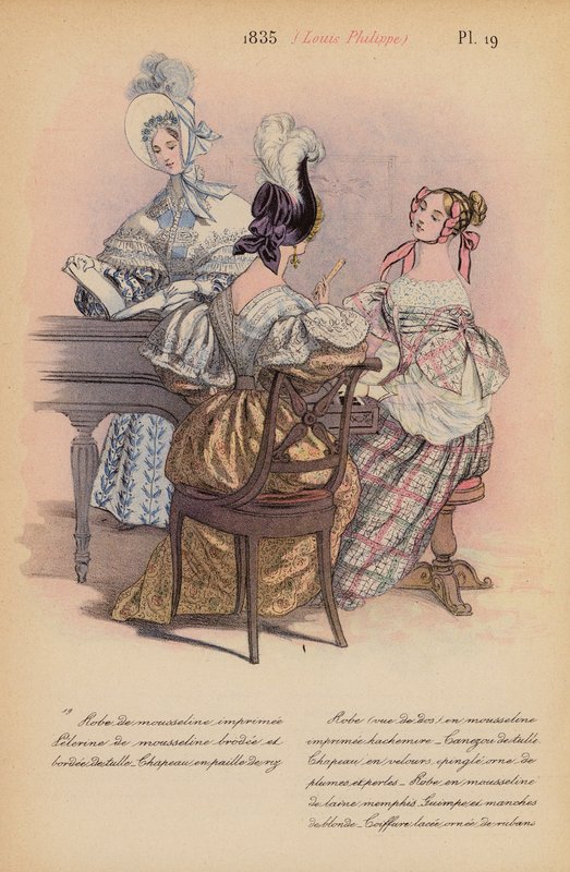 Moda francuska: 1835, Louis-Philippe (kolorowa litografia) autorstwa Louis Colas