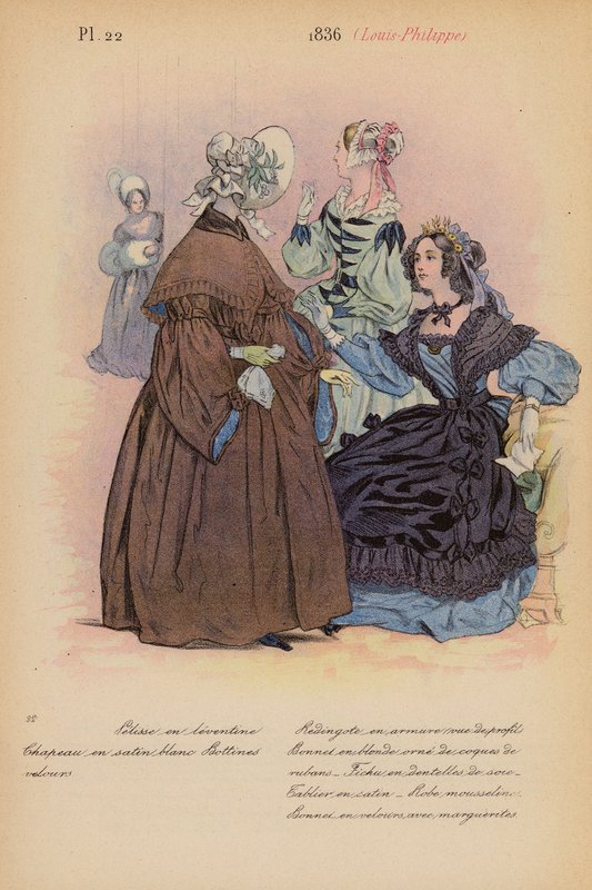 Moda francuska: 1836, Louis-Philippe (kolorowa litografia) autorstwa Louis Colas