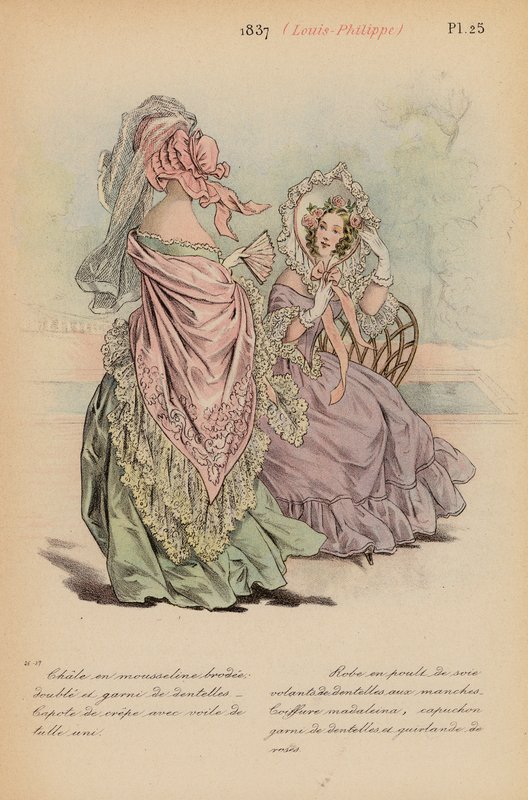 Moda francuska: 1837, Louis-Philippe (kolorowa litografia) autorstwa Louis Colas