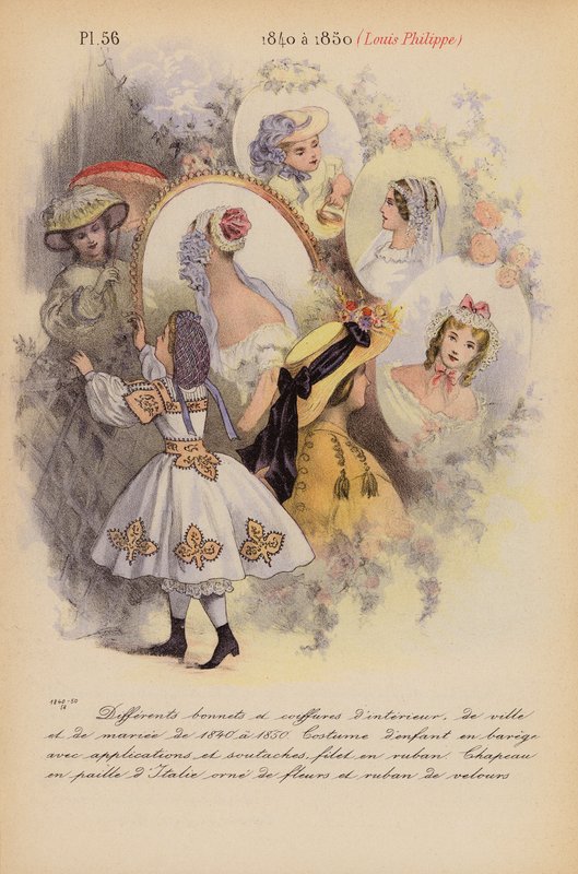 Moda francuska: 1840-1850, Louis-Philippe (kolorowa litografia) autorstwa Louis Colas