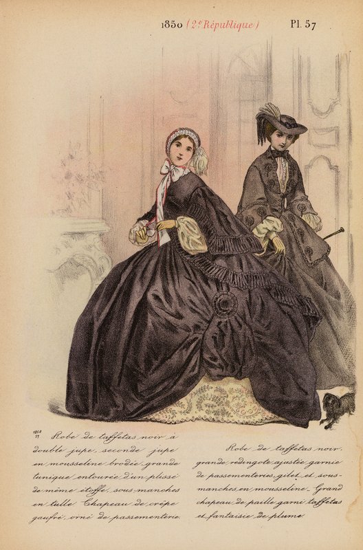 Francuska moda: 1850, 2e Republique (kolorowa litografia) autorstwa Louis Colas