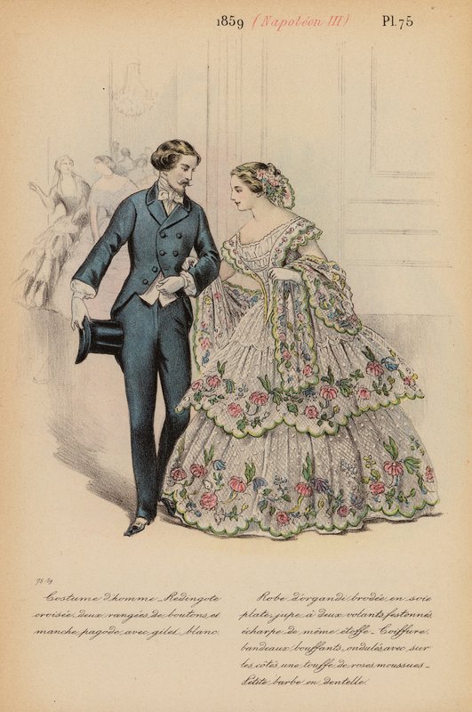 Moda francuska: 1859, Napoleon III (kolorowa litografia) autorstwa Louis Colas