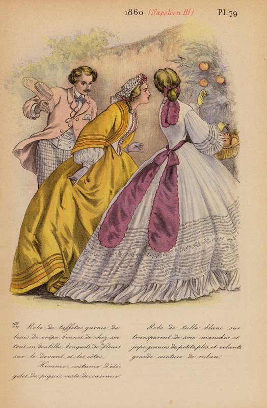Moda francuska: 1860, Napoleon III (kolorowa litografia) autorstwa Louis Colas