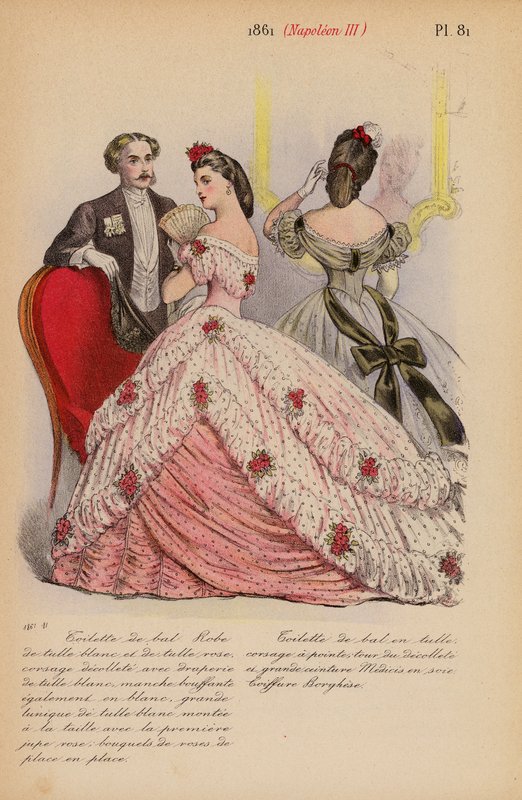 Moda francuska: 1861, Napoleon III (kolorowa litografia) autorstwa Louis Colas