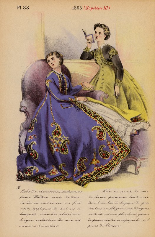 Moda francuska: 1865, Napoleon III (kolorowa litografia) autorstwa Louis Colas